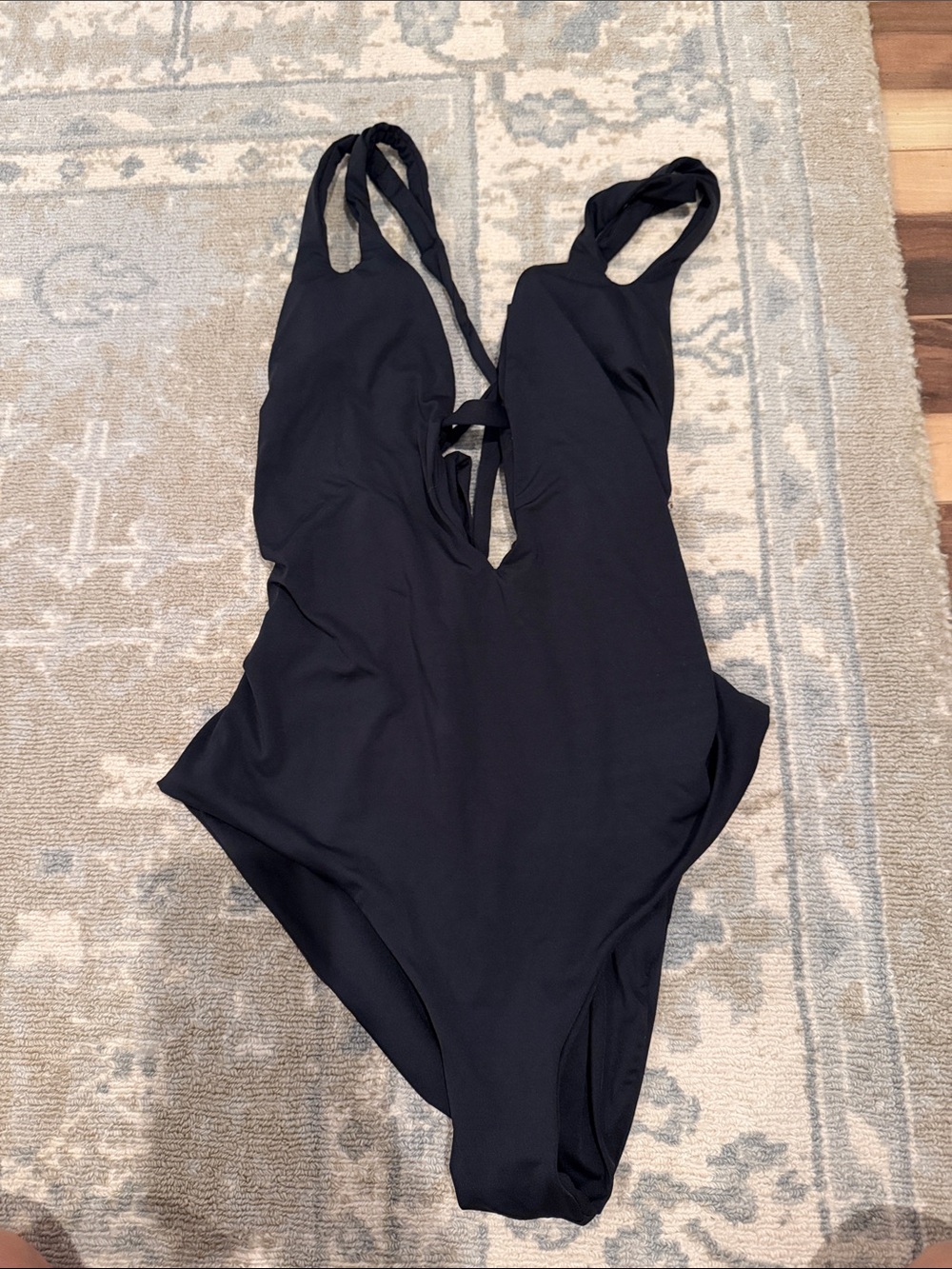 BECCA Black One-Piece Deep V Swimwear - Picture 1 of 6
